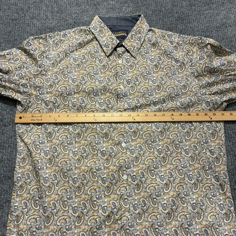 Cremieux Premium Denim Button Up Shirt Mens Size‎ XL Paisley Print Long Sleeve